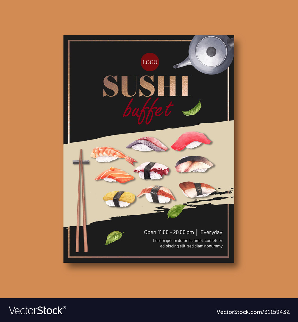 Poster sushi restaurant japanese-inspired