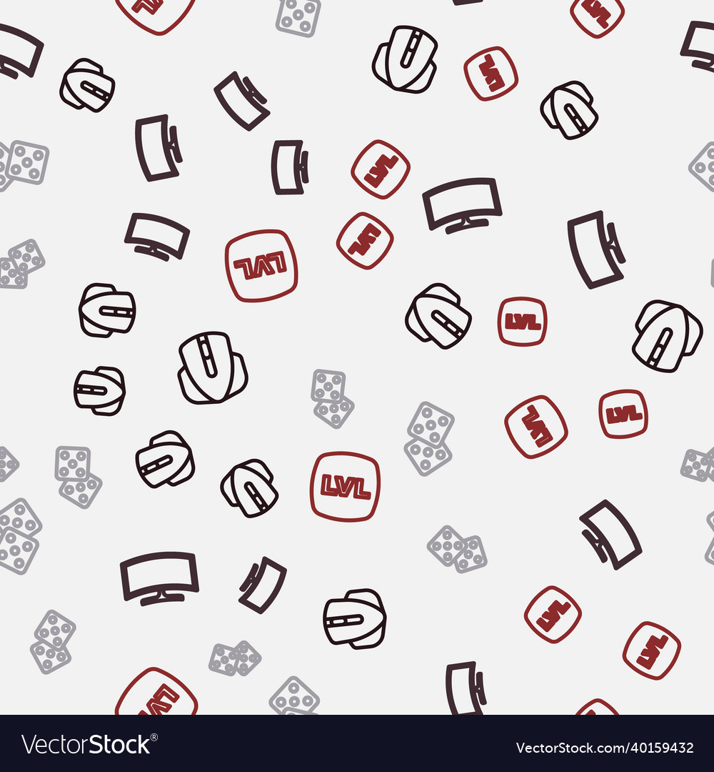 Set line computer mouse monitor game dice vector image Set line computer mouse monitor game dice