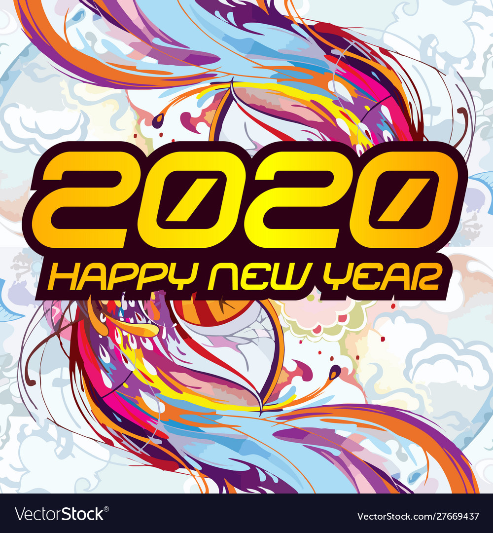 2020 colorful text isolated on black background Vector Image 2020 colorful text isolated on black background
