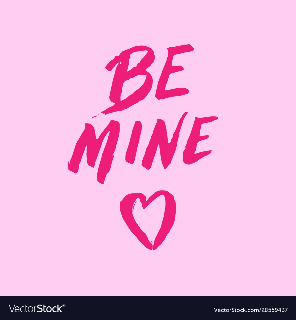 Be mine valentines text pink card greeting