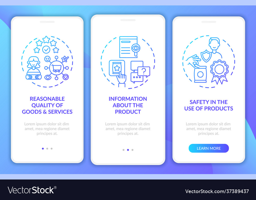 Customer Rights Onboarding Mobile App Page Screen Vector Image