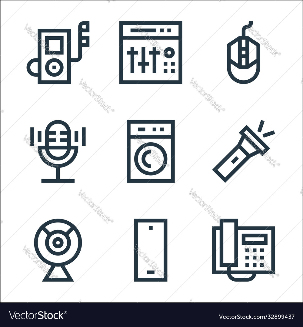 Electronics line icons linear set quality Vector Image Electronics line icons linear set quality