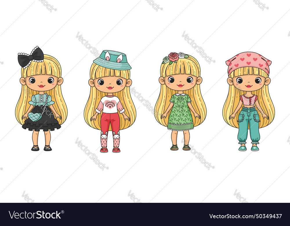 Girl doll with clothes Royalty Free Vector Image