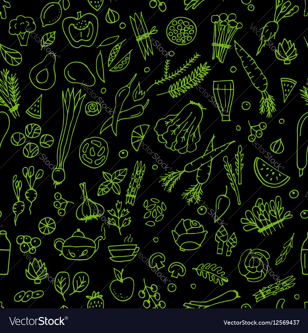 Green vegetables detox seamless pattern design