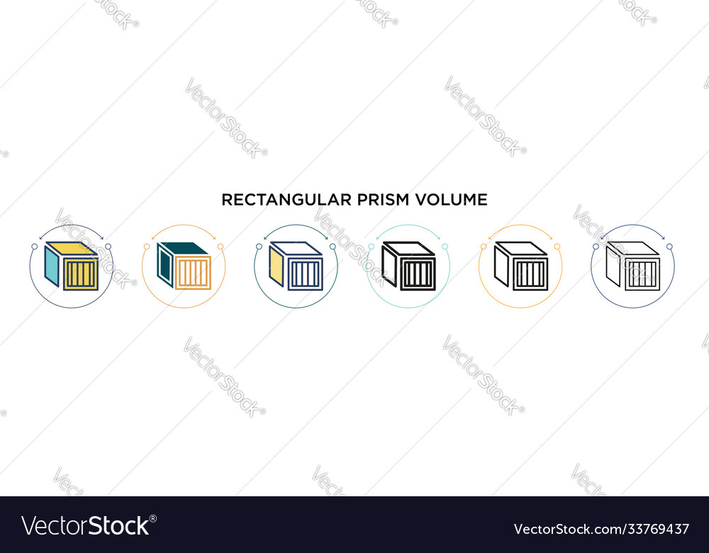 Rechteckiges Prisma-Volumensymbol in gefüllter dünner Linie