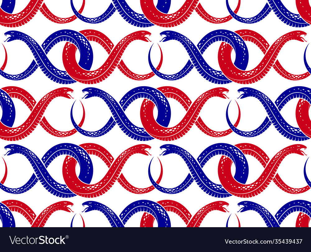 Seamless snakes pattern in vintage drawing style Vector Image