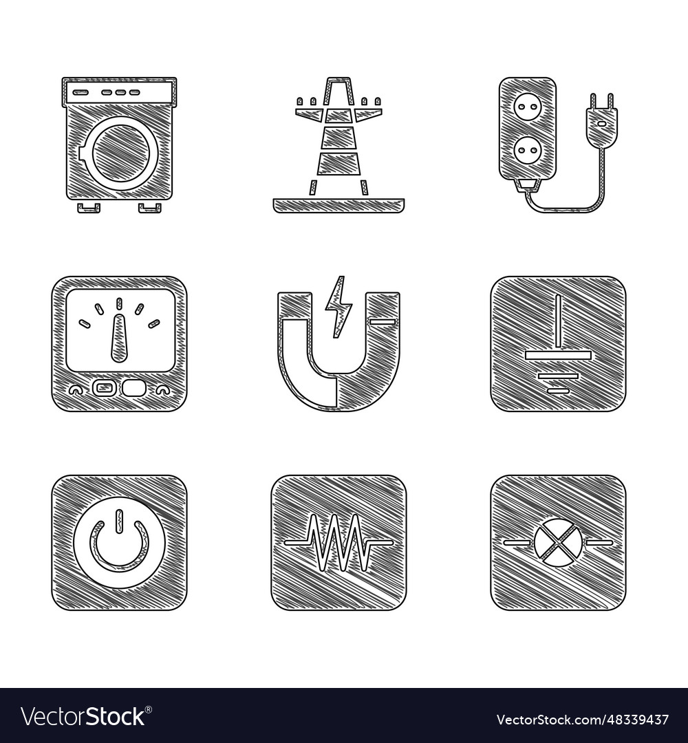 Set Magnet Resistor In Electronic Circuit Lamp Vector Image