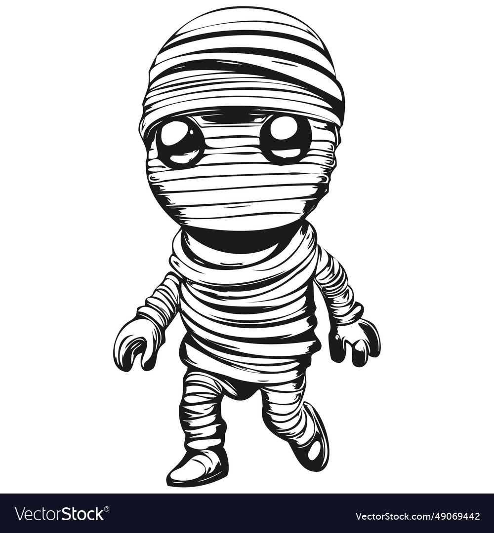 Ancient mummy in black and white Royalty Free Vector Image