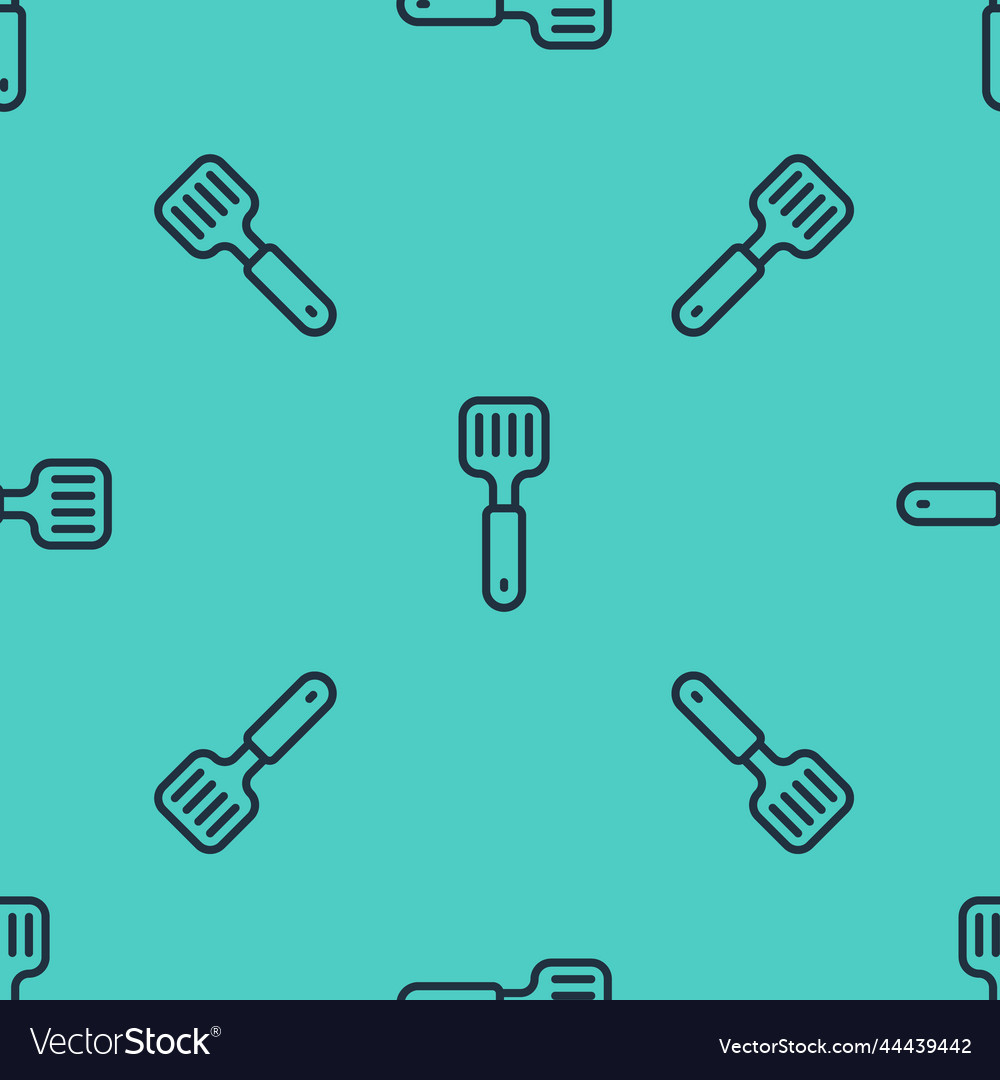 Black line spatula icon isolated seamless pattern