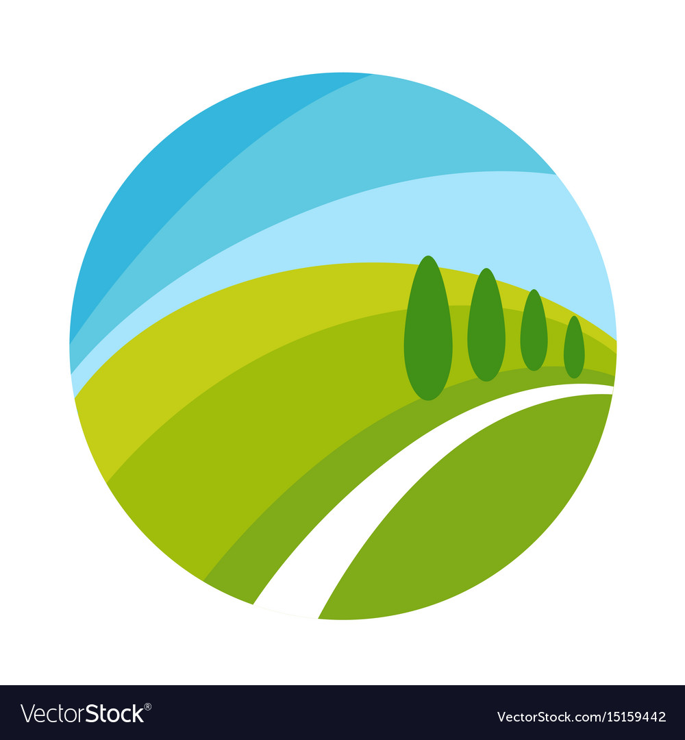 Cartoon flat landscape in circle isolated Vector Image