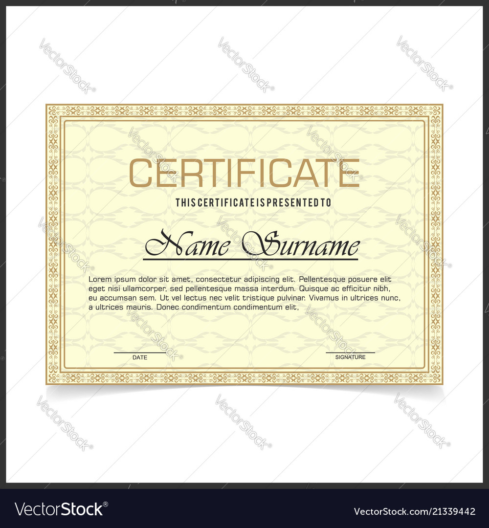 Certificate template with yellow design borders