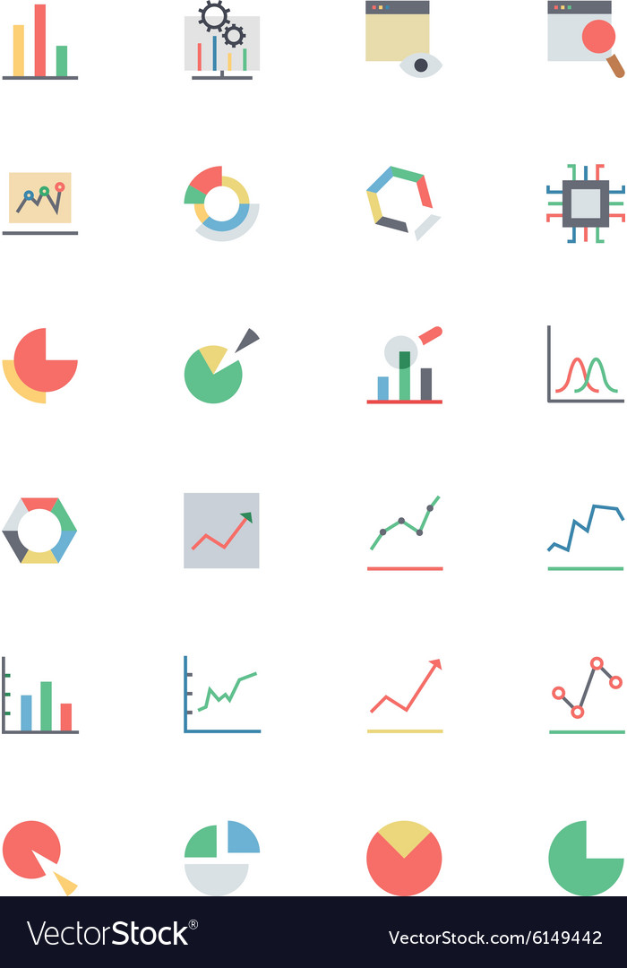 Data analytics colored icons 1 Royalty Free Vector Image