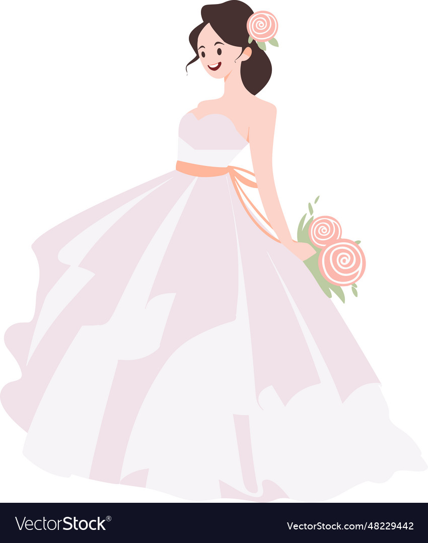 Hand drawn beautiful and elegant wedding dress in Vector Image