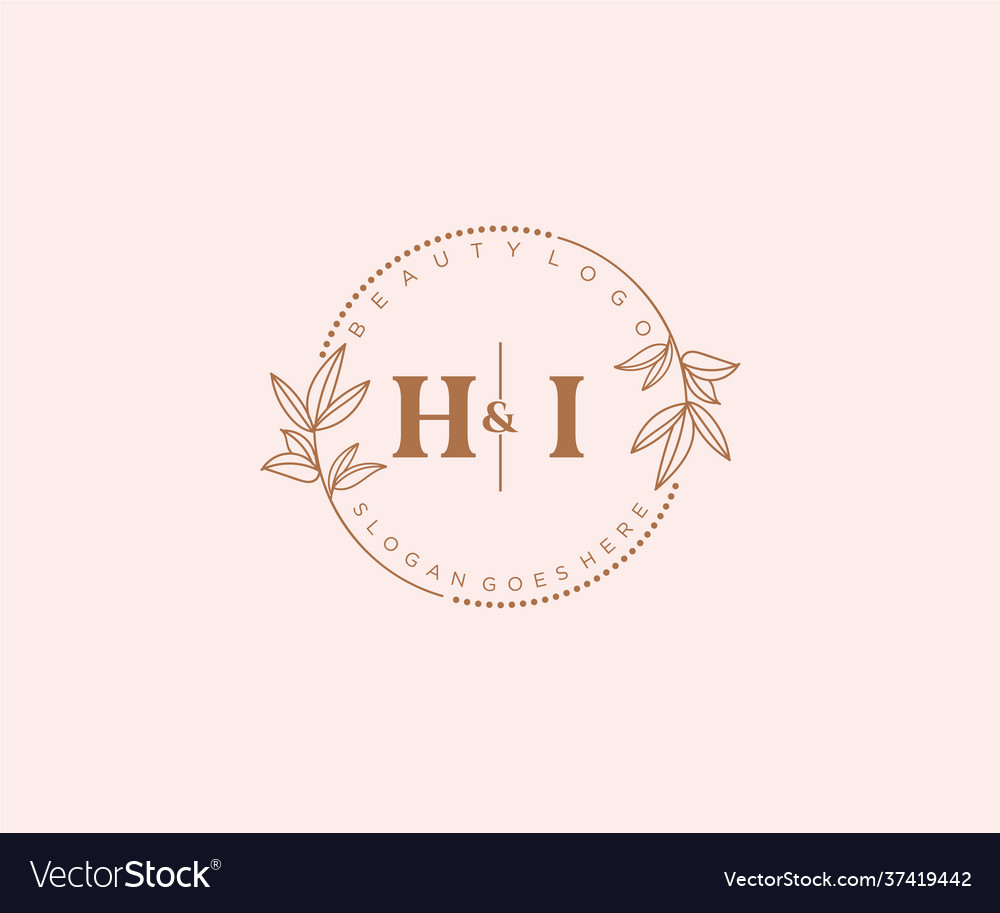 Initial hi letters beautiful floral feminine Vector Image