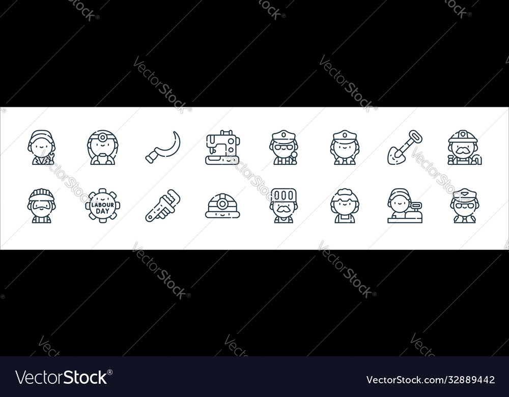 Labour day line icons linear set quality