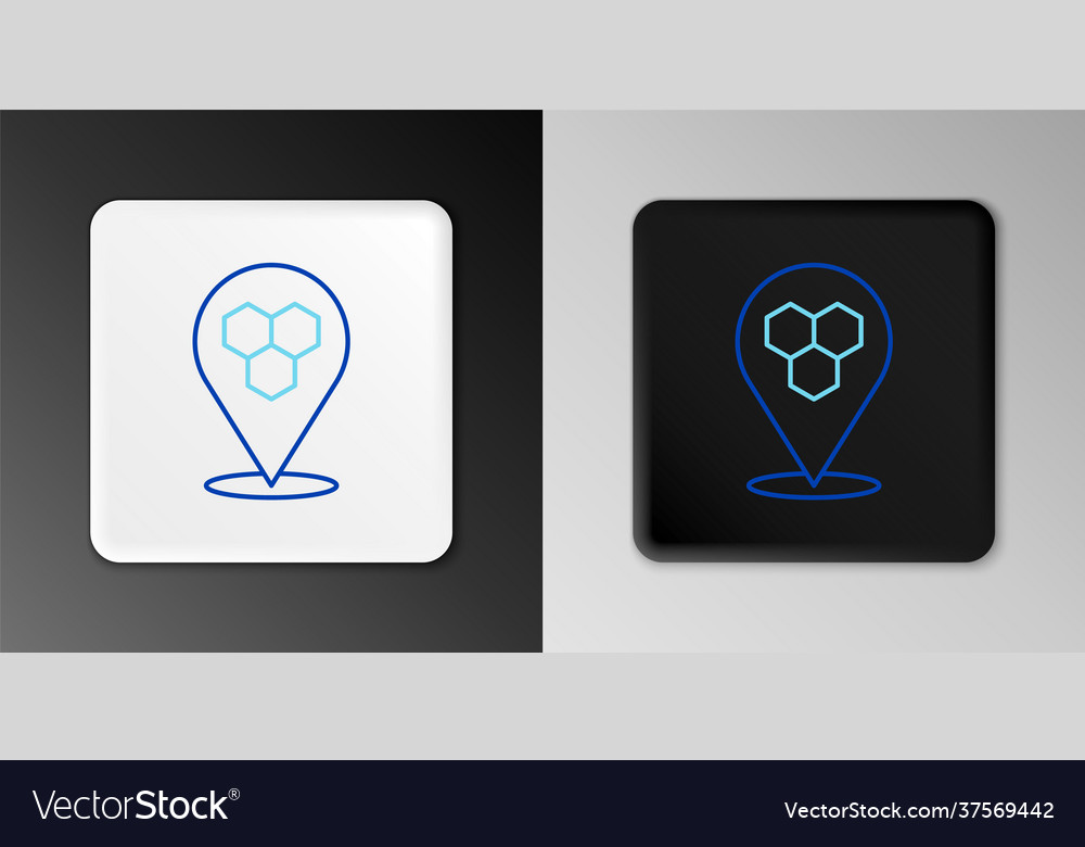 Line honeycomb bee location map pin pointer icon vector image Line honeycomb bee location map pin pointer icon