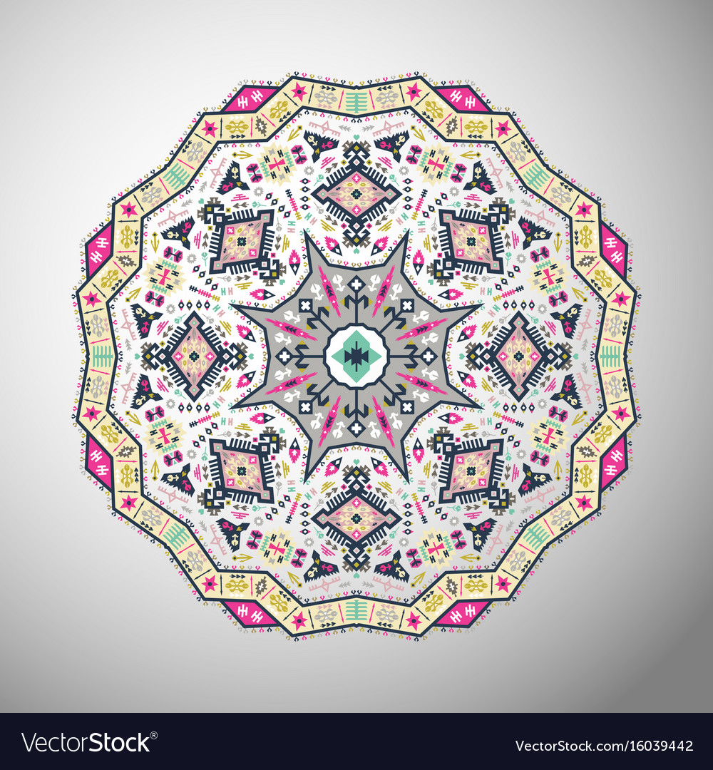 Ornamental round colorful geometric pattern