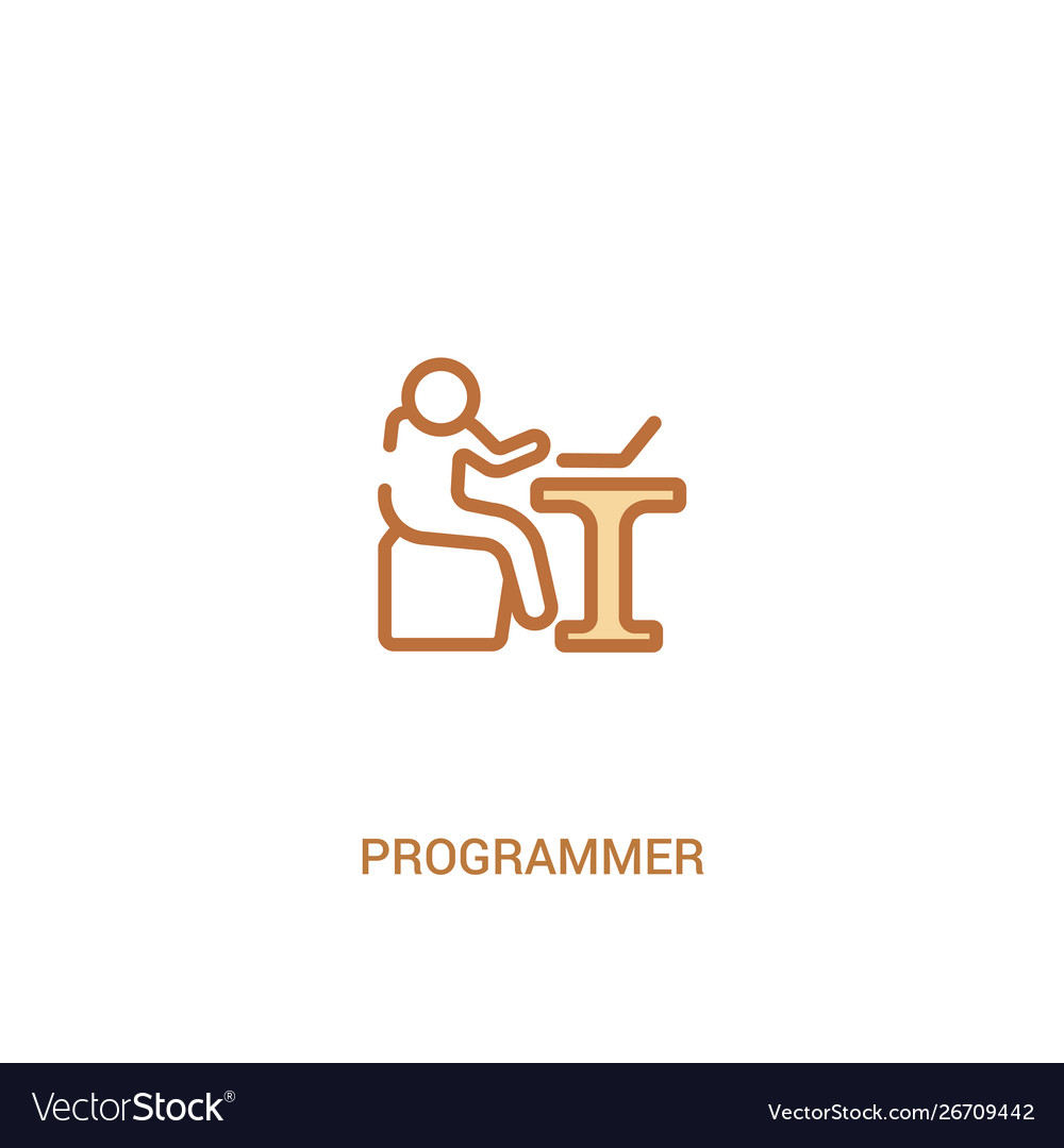 Programmer concept 2 colored icon simple line vector image Programmer concept 2 colored icon simple line