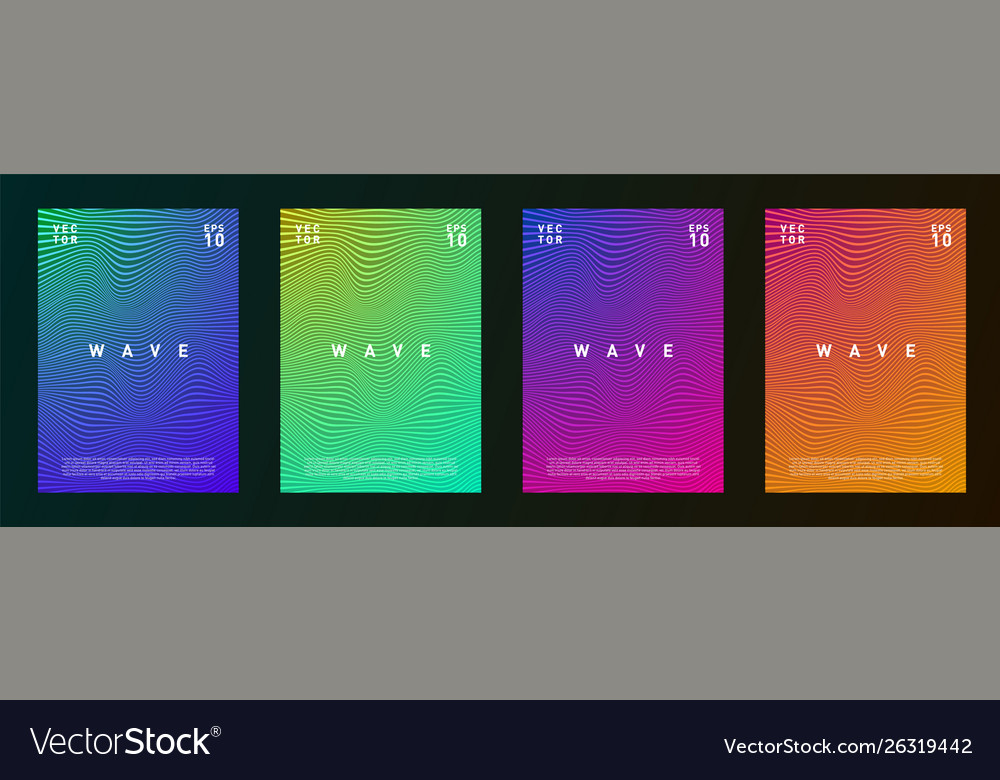 Set wave lines gradient texture fluid