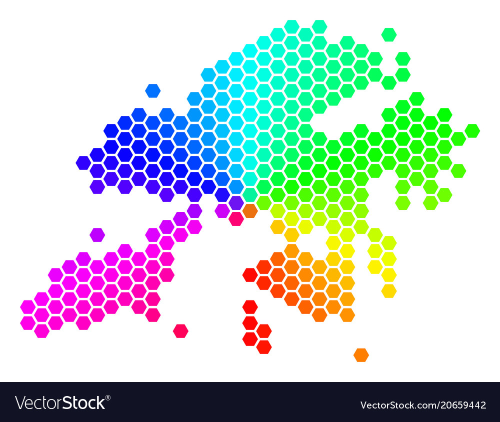 Spectrum hexagon hong kong map vector image Spectrum hexagon hong kong map