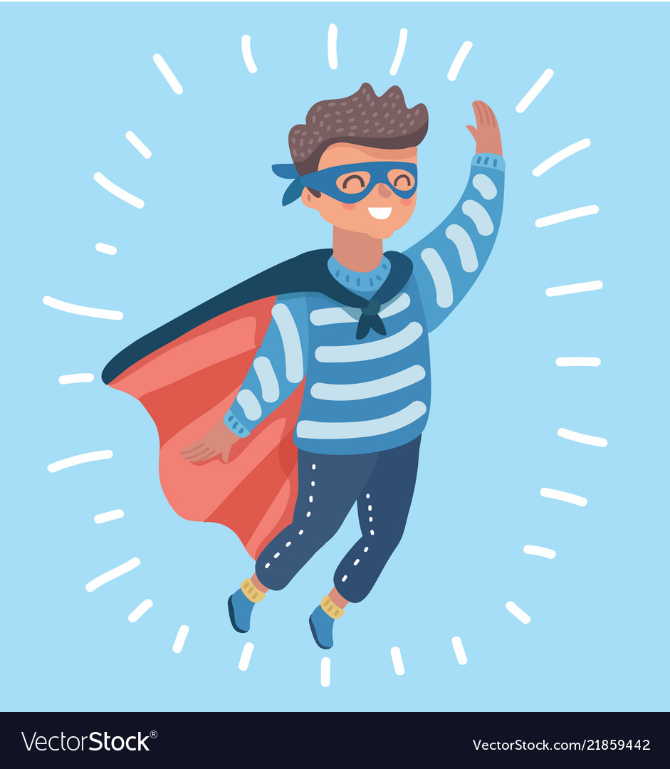 Superhero boy waving hand Royalty Free Vector Image