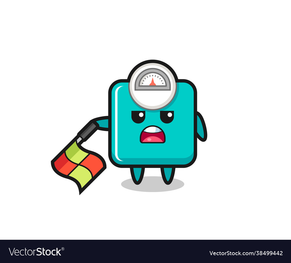 Weight scale character as line judge hold Vector Image Weight scale character as line judge hold