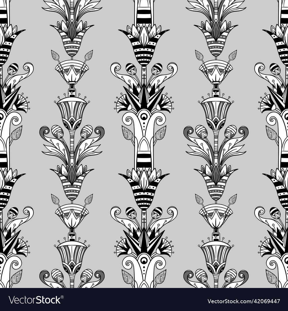 Ancient egypt vintage black and white seamless Vector Image