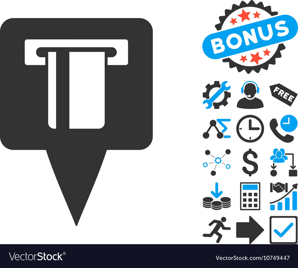 Atm machine map pointer flat icon
