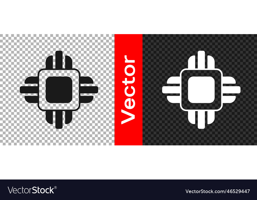 Black computer processor with microcircuits cpu vector image Black computer processor with microcircuits cpu