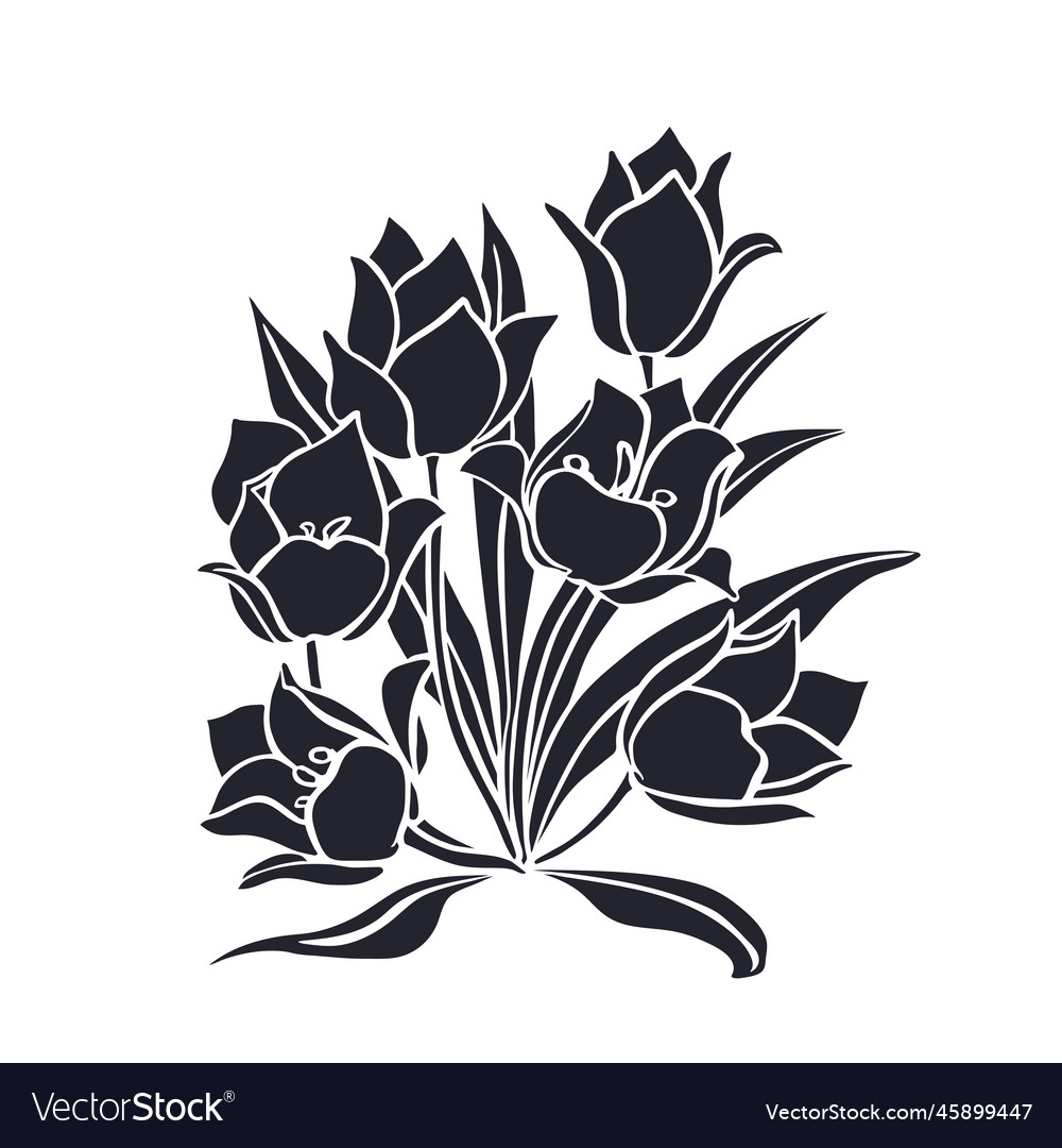 Schwarze Silhouetten von Tulpen vector image Schwarze Silhouetten von Tulpen