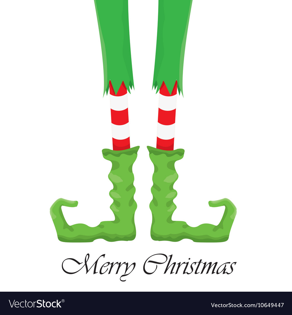 Christmas cartoon elfs legs on white background