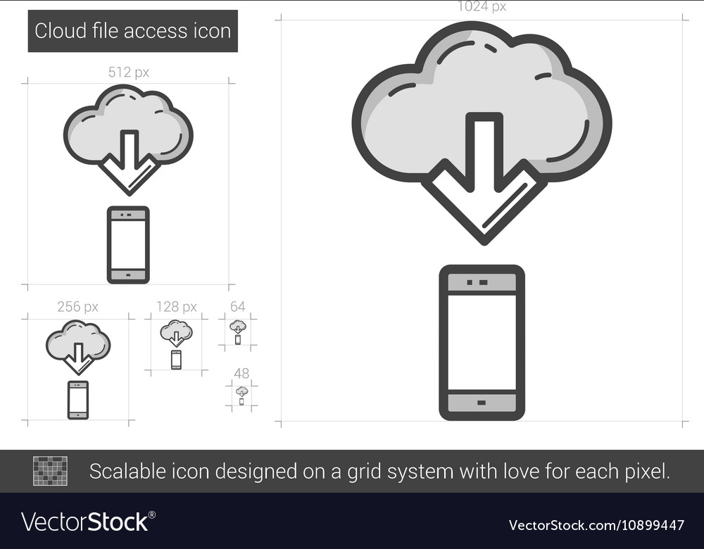 Cloud file access line icon