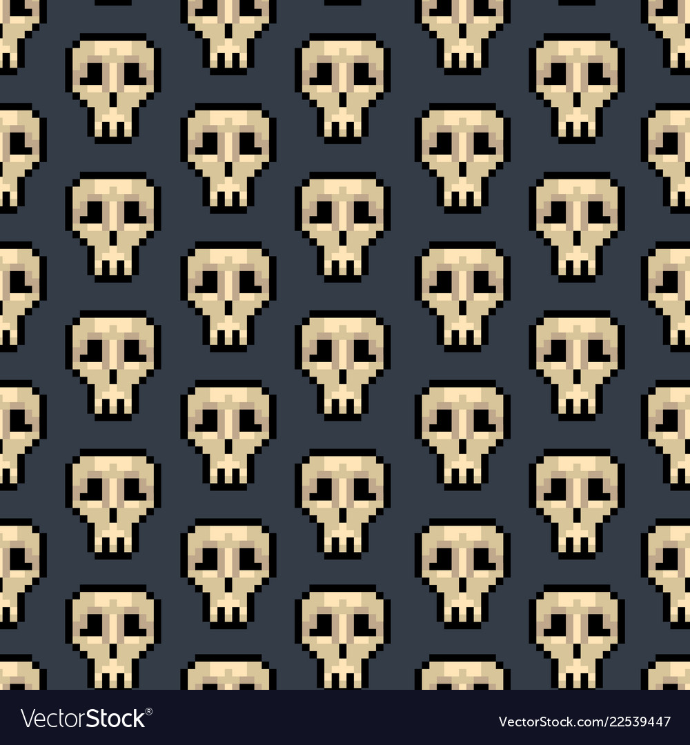 Color pixel skull games seamless pattern Vector Image