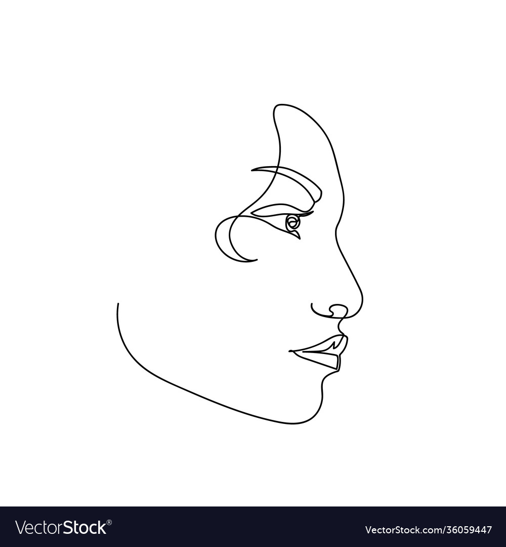 Continuous line abstract female portrait single Vector Image