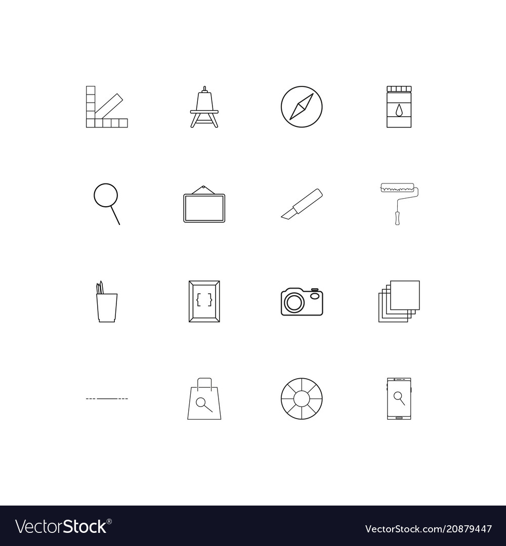 Creative process and design linear thin icons set