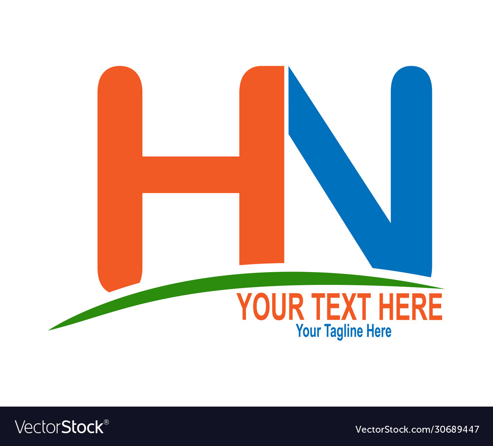 Letters h and n color flat style for logo design Vector Image