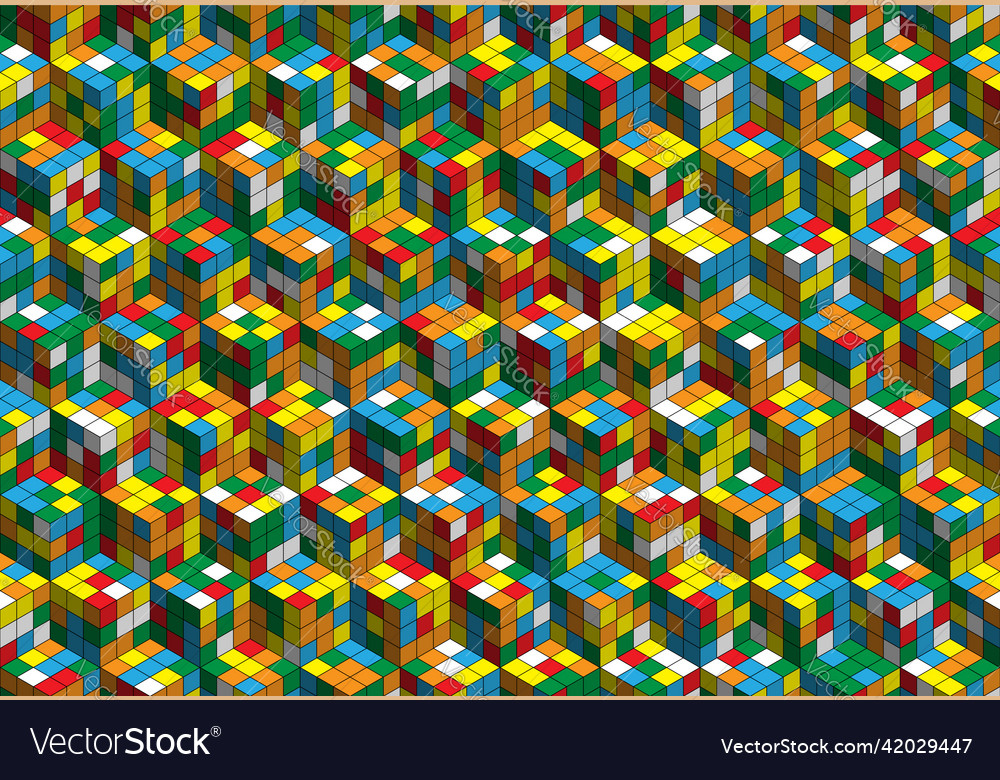 Magische Würfel Muster nahtlose Design Farbe Block vector image Magische Würfel Muster nahtlose Design Farbe Block