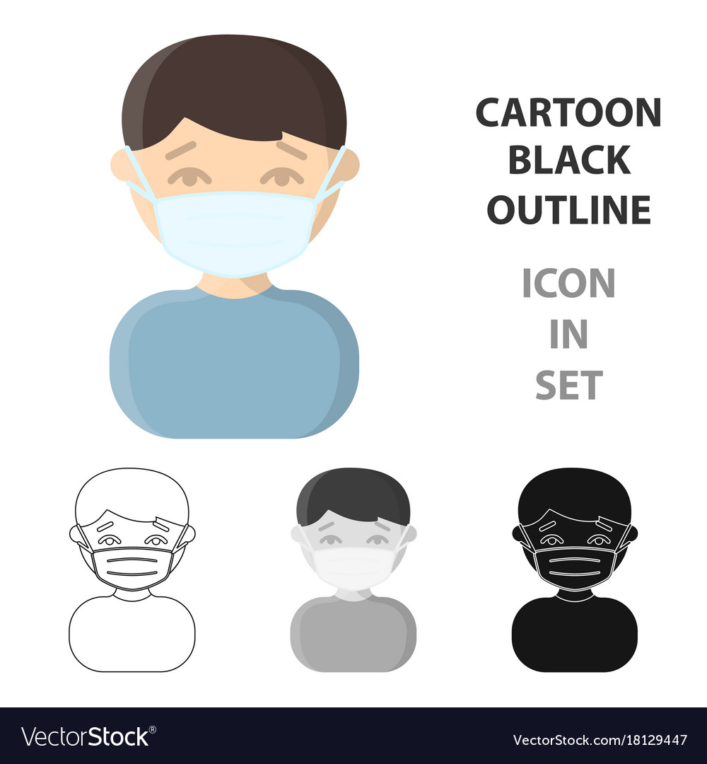 Mask infection icon cartoon single sick from