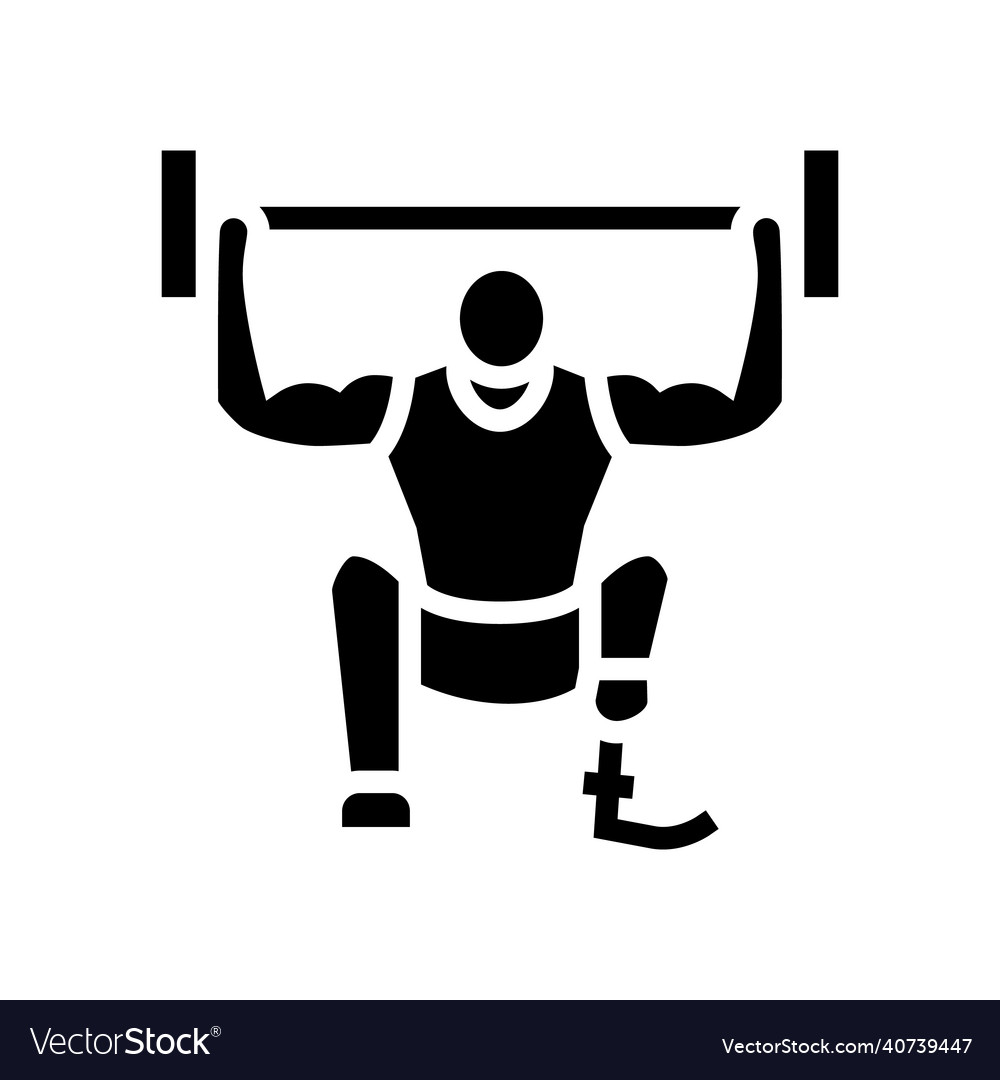 Powerlifting handicapped athlete glyph icon