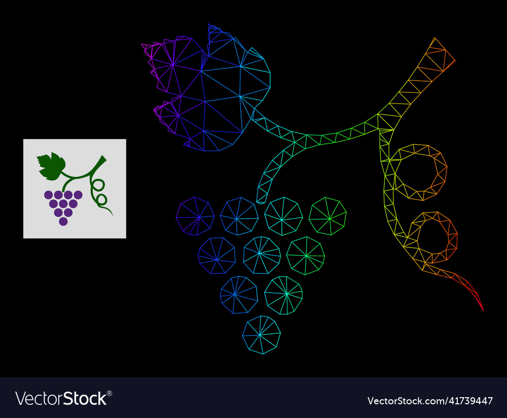 Regenbogen ge Gradienten polygonalen Netz Traubenpflanze Ikone