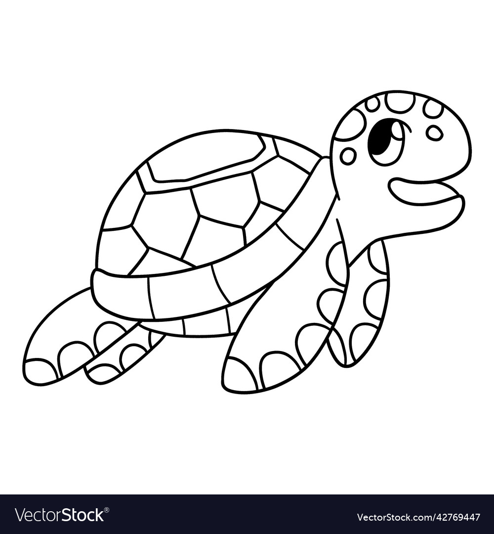 Sea turtle isolated coloring page for kids Vector Image