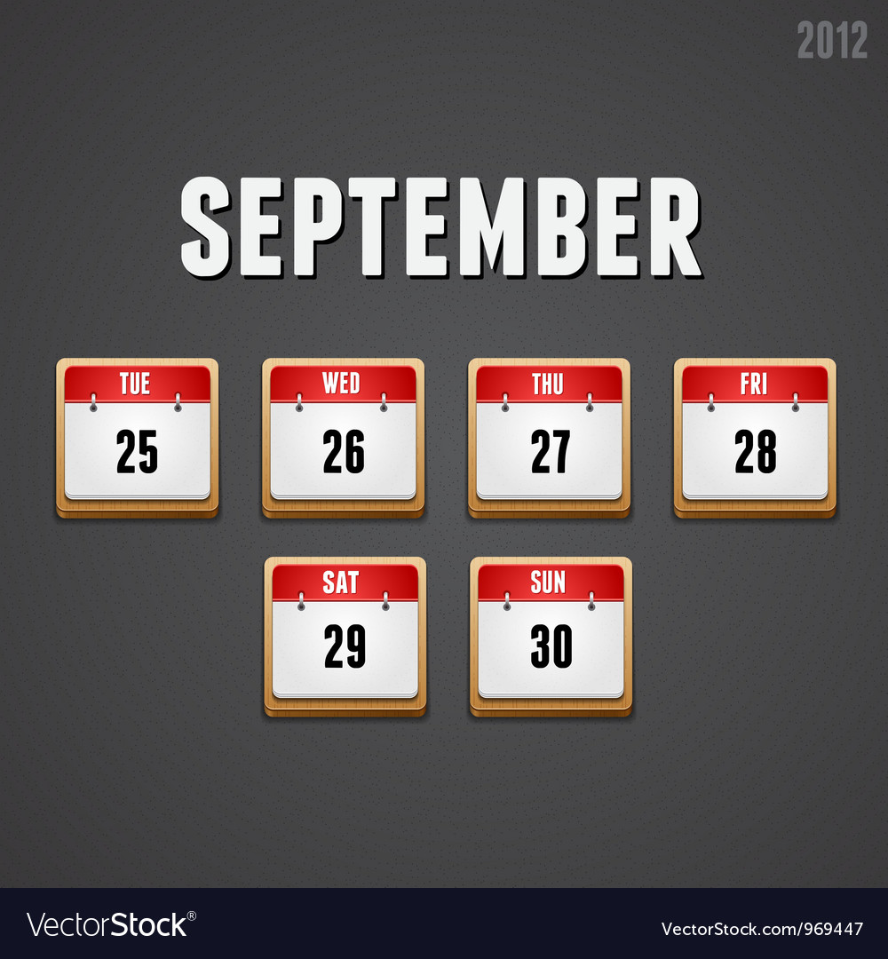 September 2012 calendar icons Royalty Free Vector Image