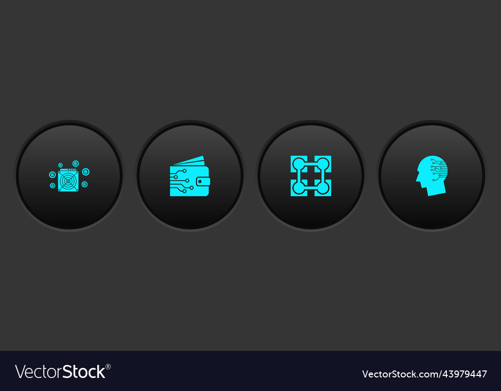 Set asic miner cryptocurrency wallet blockchain vector image Set asic miner cryptocurrency wallet blockchain