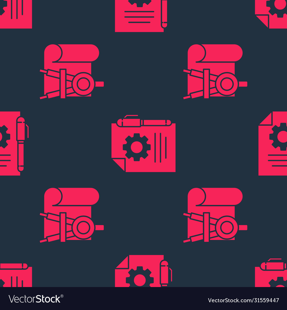 Set graphing paper and compass document vector image Set graphing paper and compass document