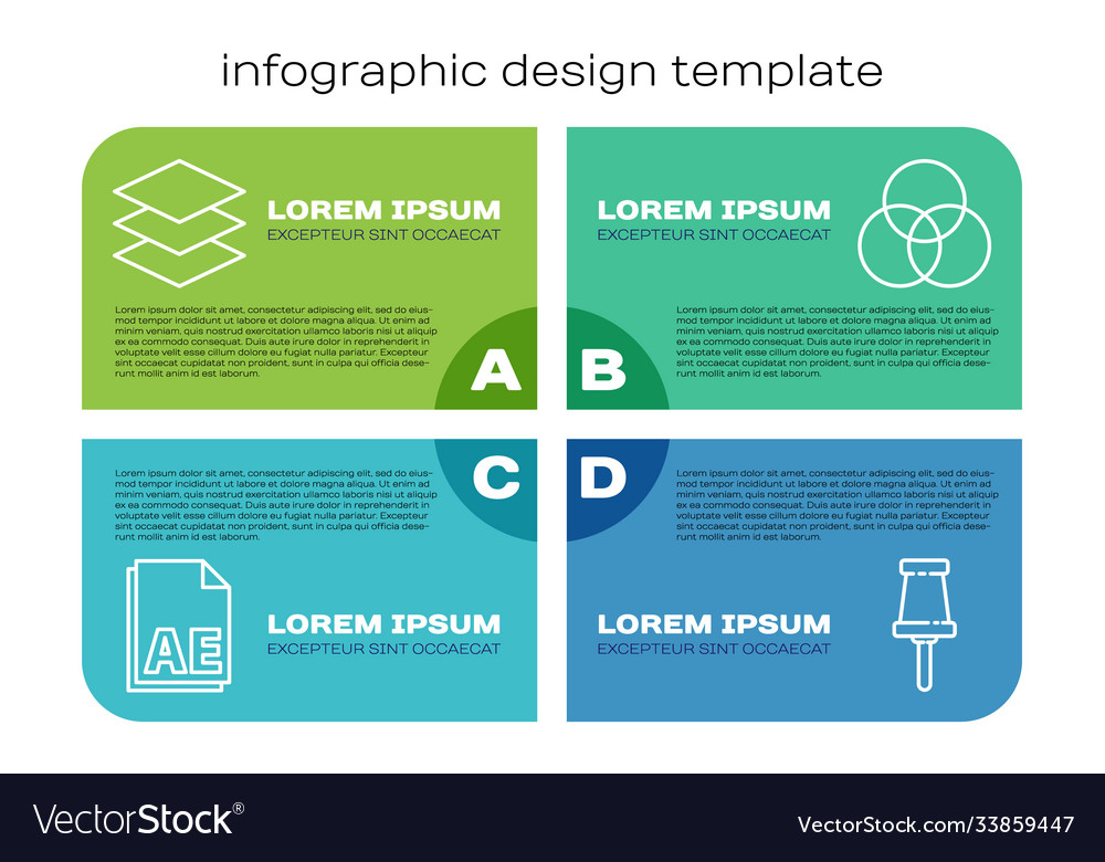 Set line ae file document layers push pin vector image Set line ae file document layers push pin