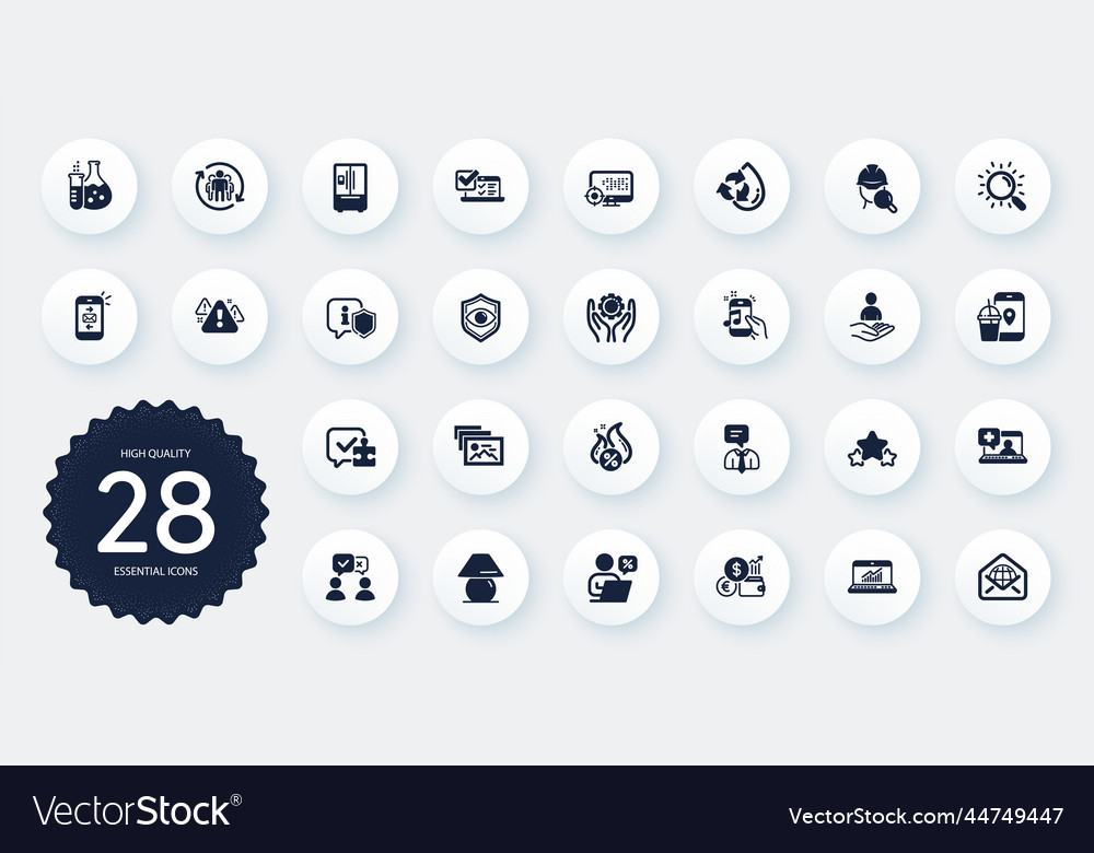 Set of technology icons such as search web mail vector image Set of technology icons such as search web mail