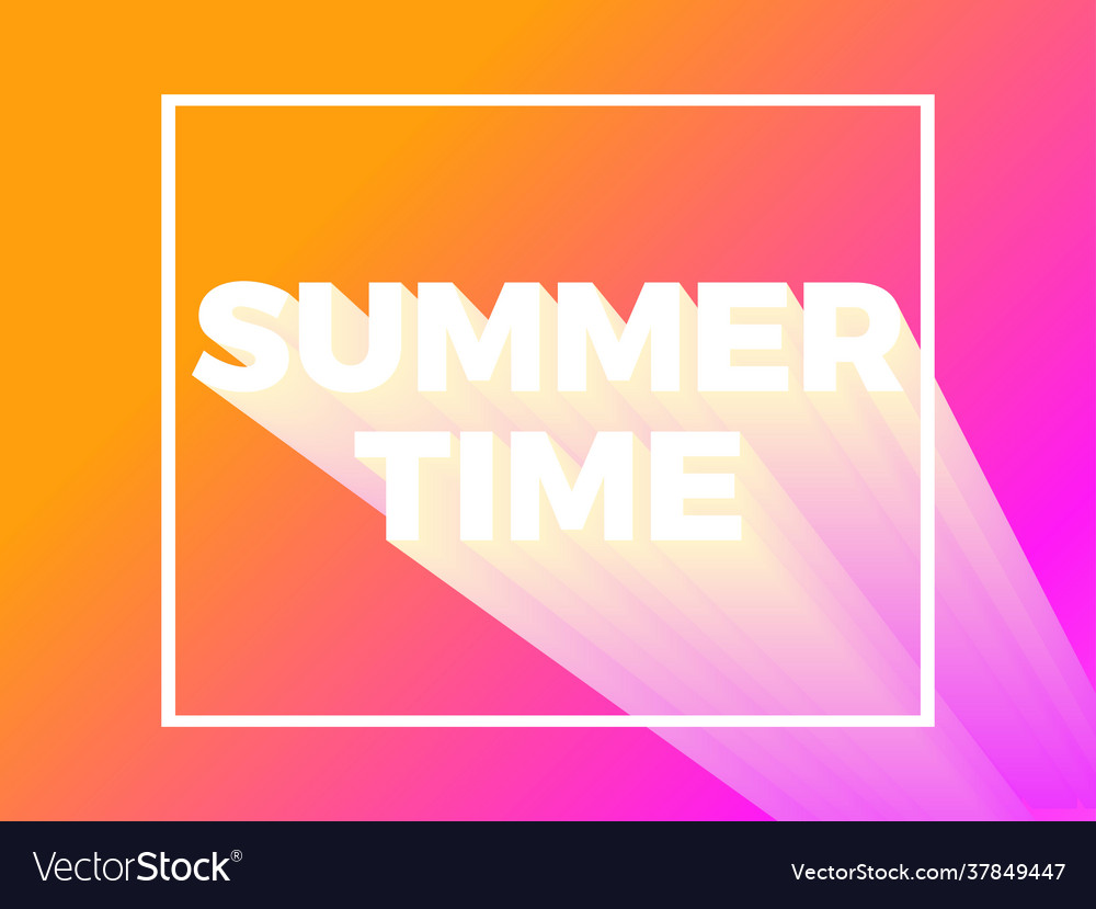 Summer time text in frame on gradient background vector image Summer time text in frame on gradient background