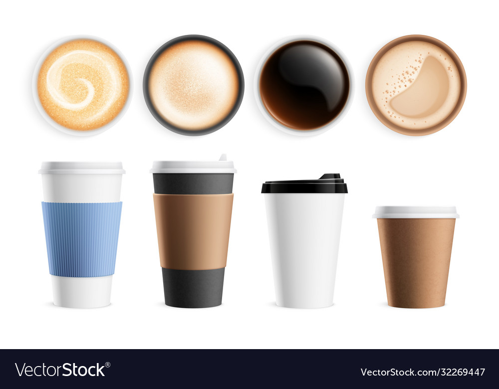 Top view coffee cup isolated hot breakfast Vector Image