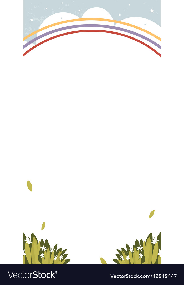 Vertical postcard with rainbow and lawn children vector image Vertical postcard with rainbow and lawn children