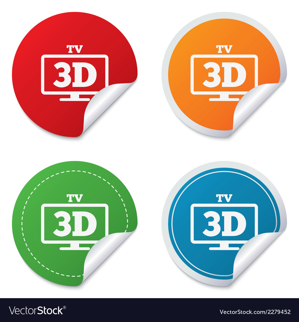 3d tv Zeichen Symbol Fernsehset Symbol